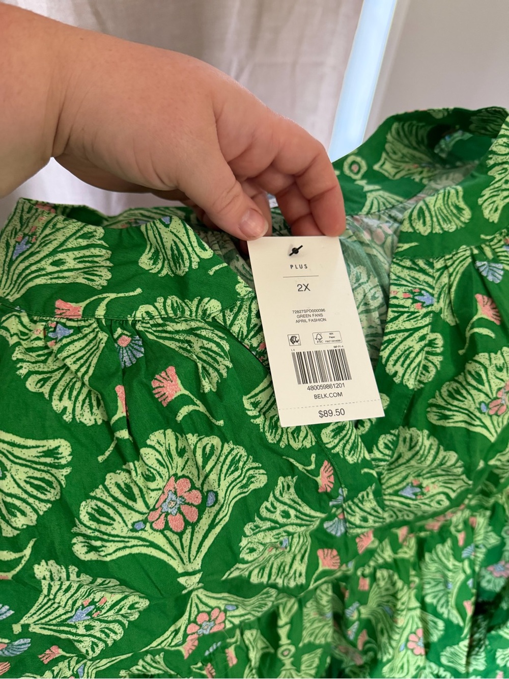 belk Green Floral Print Plus Size Dress - 2X